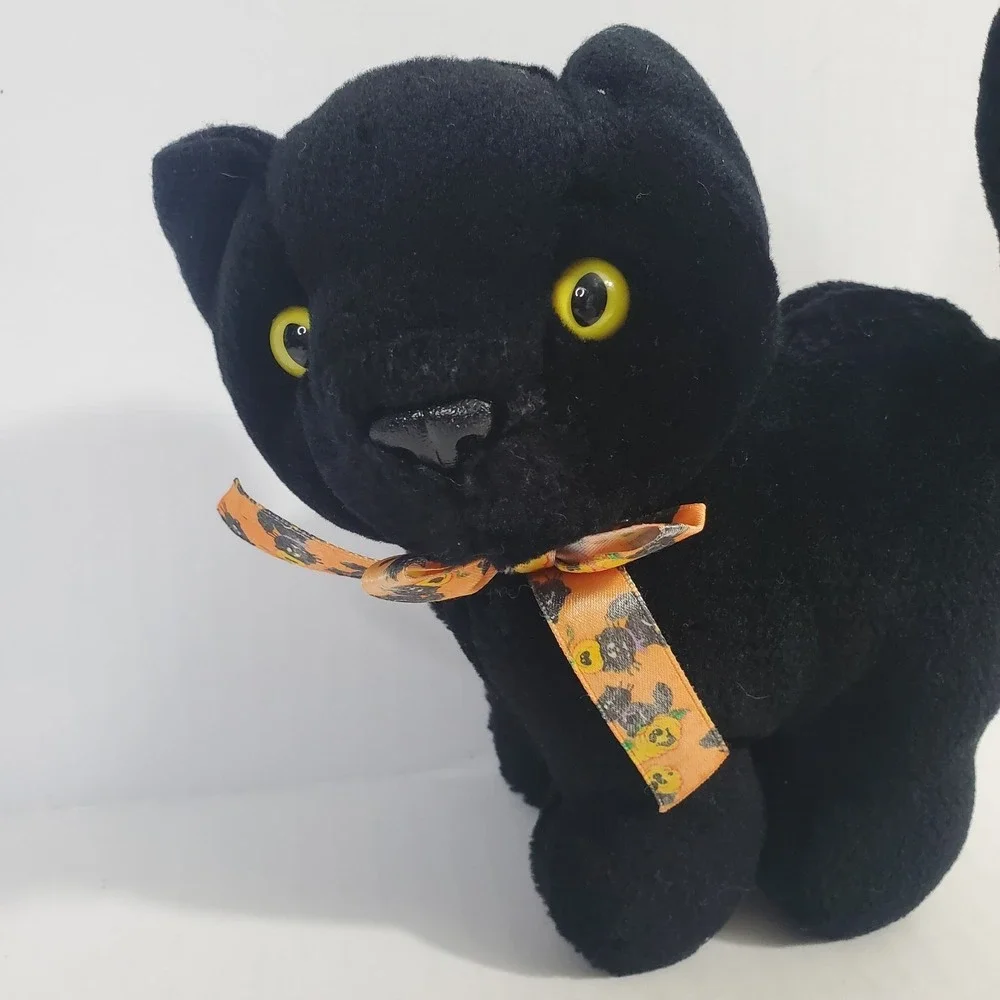 Vintage Arched‎ Back Black Cat Halloween Plush 7